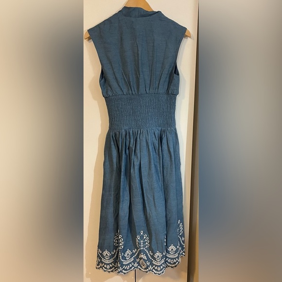 Anthropologie The Tommie Denim Eyelet Trim Dress Size Small NWT - Picture 8 of 16